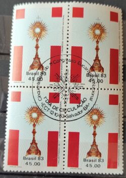 C 1354 Selo Cinquentenario Congresso Eucaristico Religiao 1983 Quadra CBC BA