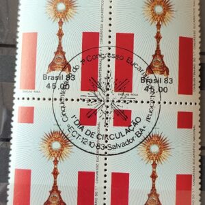 C 1354 Selo Cinquentenario Congresso Eucaristico Religiao 1983 Quadra CBC BA