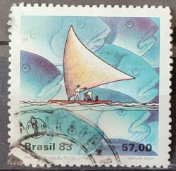 C 1356 Selo 20 Aniversario Programa Alimentar Saude Jangada Peixe 1983 Circulado 1
