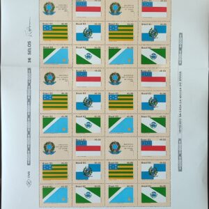 C 1363 Selo Bandeira Estados do Brasil Amazonas Goias Rio de Janeiro Rondonia Parana 1983 Folha Serie Completa