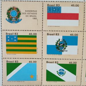 C 1363 Selo Bandeira Estados do Brasil Amazonas Goias Rio de Janeiro Rondonia Parana 1983 Serie Completa