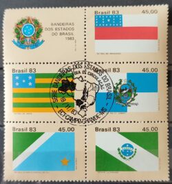 C 1363 Selo Bandeira Estados do Brasil Amazonas Goias Rio de Janeiro Rondonia Parana 1983 Serie Completa CBC MS