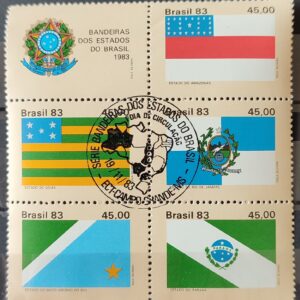 C 1363 Selo Bandeira Estados do Brasil Amazonas Goias Rio de Janeiro Rondonia Parana 1983 Serie Completa CBC MS