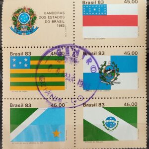 C 1363 Selo Bandeira Estados do Brasil Amazonas Goias Rio de Janeiro Rondonia Parana 1983 Serie Completa CPD GO