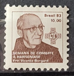 C 1369 Selo Campanha Contra o Mal de Hansen Frei Borgard Religiao Saude 1983 H20