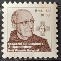 C 1369 Selo Campanha Contra o Mal de Hansen Frei Borgard Religiao Saude 1983 H20 5