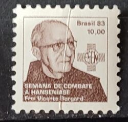 C 1369 Selo Campanha Contra o Mal de Hansen Frei Borgard Religiao Saude 1983 H20 6