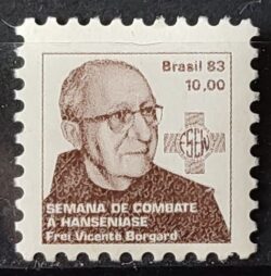 C 1369 Selo Campanha Contra o Mal de Hansen Frei Borgard Religiao Saude 1983 H20 7
