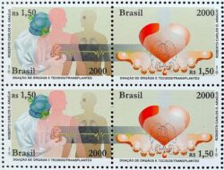 C 2341 Selo Doacao de Orgaos e Tecidos Transplantes Ciencia Saude Coracao 2000 Quadra