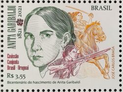 C 4003 Selo Bicentenario Anita Garibaldi Cavalo Arma 2021