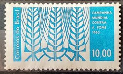C 492Y Selo Campanha Mundial Contra a Fome Saude Economia 1963 Marmorizado