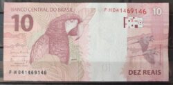 Cedula R$ 10 Reais Segunda Familia FH041469146 Meirelles e Goldfajn FE
