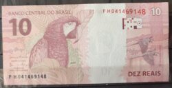 Cedula R$ 10 Reais Segunda Familia FH041469148 Meirelles e Goldfajn FE