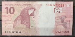 Cedula R$ 10 Reais Segunda Familia FH041473258 Meirelles e Goldfajn FE