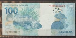 Cedula R$ 100 Segunda Familia JA006322672 Guardia e Goldfajn FE