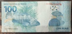 Cedula R$ 100 Segunda Familia JA006322676 Guardia e Goldfajn FE