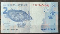 Cedula R$ 2 Reais Segunda Familia DZ099676686 Meirelles e Goldfajn FE