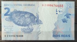 Cedula R$ 2 Reais Segunda Familia DZ099676688 Meirelles e Goldfajn FE