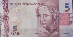 Cedula R$ 5 Reais Segunda Familia FG010537311 Guardia e Goldfajn FE