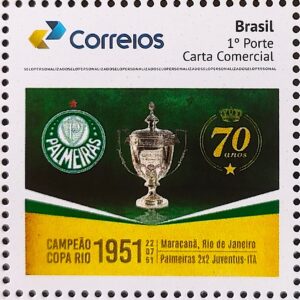 PB 192 Selo Personalizado Palmeiras 70 Anos do Mundial de 1951 Futebol 2021