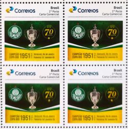 PB 192 Selo Personalizado Palmeiras 70 Anos do Mundial de 1951 Futebol 2021 Quadra