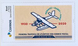 PB 193 Selo Personalizado 90 Anos da Primeira Travessia do Atlantico com Correio Postal Aviao 2021