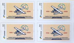 PB 193 Selo Personalizado 90 Anos da Primeira Travessia do Atlantico com Correio Postal Aviao 2021 Quadra
