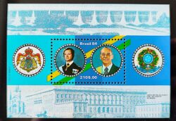 B 66 Bloco Rei da Suecia Carl Gustaf Chefe de Estado Presidente Figueiredo 1984