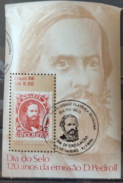 B 72 Bloco Dia do Bloco Dom Pedro Monarquia 1986 CBC RJ Circulado 1