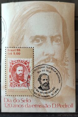 B 72 Bloco Dia do Bloco Dom Pedro Monarquia 1986 CBC RJ Circulado 4