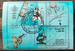 B 74 Selo Pesquisas Cientificas na Antartica Antartida Ciencia Mapa 1988 CBC Brasilia