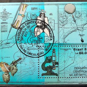 B 74 Selo Pesquisas Cientificas na Antartica Antartida Ciencia Mapa 1988 CBC Brasilia