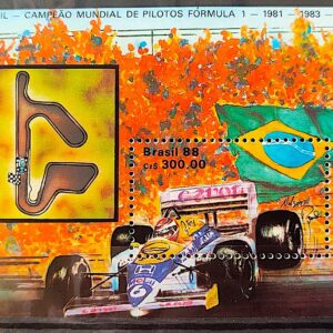 B 75 Selo Formula 1 Honda Willians Nelson Piquet Carro Bandeira Mapa 1988