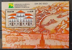B 81 Bloco Brasiliana Exposicao Filatelica Interamericana Espanha e Portugal Dia do Selo 1989