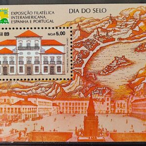 B 81 Bloco Brasiliana Exposicao Filatelica Interamericana Espanha e Portugal Dia do Selo 1989