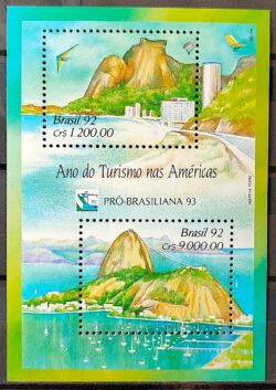 B 93 Selo Turismo nas Americas Brasiliana Rio de Janeiro 1992