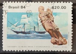 C 1374 Selo Centenario Museu Naval e Oceonagrafico Navio Marinha 1984 Circulado 13