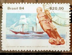 C 1374 Selo Centenario Museu Naval e Oceonagrafico Navio Marinha 1984 Circulado 2