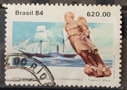 C 1374 Selo Centenario Museu Naval e Oceonagrafico Navio Marinha 1984 Circulado 3