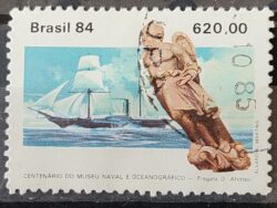 C 1374 Selo Centenario Museu Naval e Oceonagrafico Navio Marinha 1984 Circulado 4