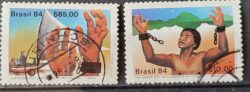 C 1375 Selo Centenario dos Abolicionistas Ceara Jangada Amazonas Escravidao Direito 1984 Serie Completa Circulado 10