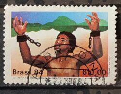 C 1376 Selo Centenario dos Abolicionistas Amazonas Escravidao Direito 1984 Circulado 2