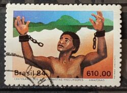 C 1376 Selo Centenario dos Abolicionistas Amazonas Escravidao Direito 1984 Circulado 3