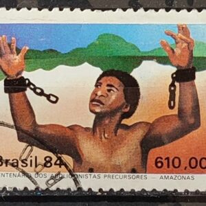 C 1376 Selo Centenario dos Abolicionistas Amazonas Escravidao Direito 1984 Circulado 3