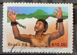 C 1376 Selo Centenario dos Abolicionistas Amazonas Escravidao Direito 1984 Circulado 4