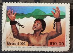 C 1376 Selo Centenario dos Abolicionistas Amazonas Escravidao Direito 1984 Circulado 5