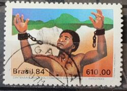 C 1376 Selo Centenario dos Abolicionistas Amazonas Escravidao Direito 1984 Circulado 8