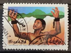 C 1376 Selo Centenario dos Abolicionistas Amazonas Escravidao Direito 1984 Circulado 9