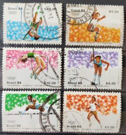 C 1378 Selo Olimpiadas de Los Angeles Estados Unidos Atletismo Esporte 1984 Serie Completa Circulado 1