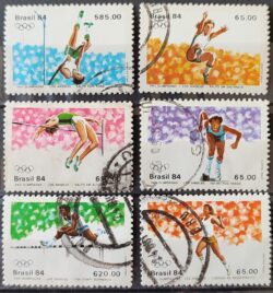 C 1378 Selo Olimpiadas de Los Angeles Estados Unidos Atletismo Esporte 1984 Serie Completa Circulado 2